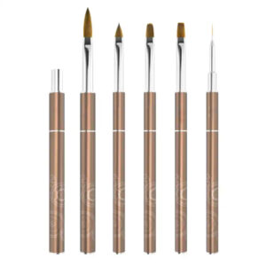 5pcs Professional Nail Art Brush Set with Metal Handle | Acrylic & Gel Nail Painting Brushes Kit for Salon and DIY Use