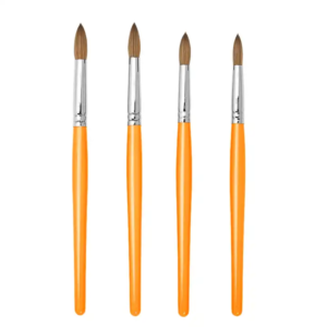 Kolinsky Acrylic Nail Brush Set – Orange Handle Nail Art Brushes for Professional Acrylic Application