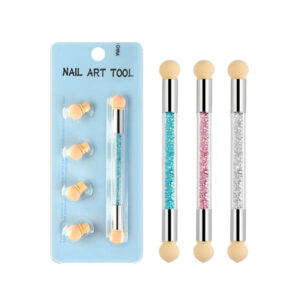Double Ended Nail Art Sponge Pen with Crystal Handle | Gradient Ombre Brush Tool with Replaceable Tips