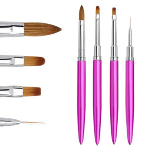 Professional Nail Art Brush Set – Acrylic UV Gel Liner & Detail Brushes with Pink Handle for Manicure & Nail Design