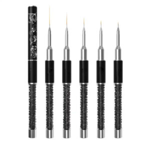 Professional Nail Art Liner Brush Set with Crystal Handle – Fine Detail Striping Brushes for Manicure Design