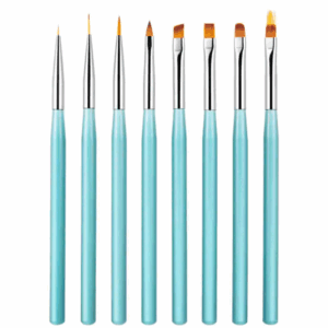 8pcs Nail Art Brush Set – Professional Acrylic Gel Liner & Detail Brushes with Blue Handle for Manicure Design