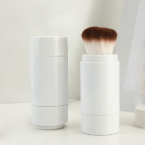 Custom Refillable Sunscreen Powder Brush with Soft Synthetic Bristles | Portable Twist Dispensing Makeup Brush for Loose or Setting Powder