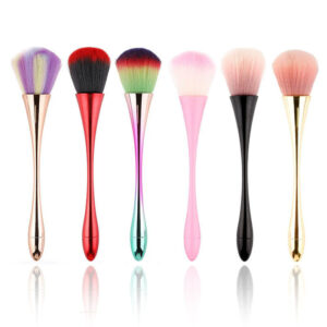 Colorful Metallic Handle Makeup Brush | Soft Synthetic Powder & Blush Brush for Professional Beauty Use