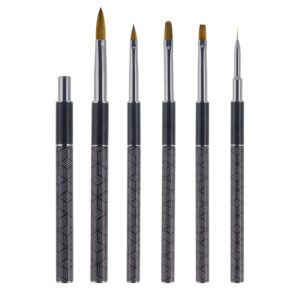 Professional Nail Art Brush Set with Metal Handle and Cap | Multi-Function Acrylic and Gel Nail Brushes for Salon Use