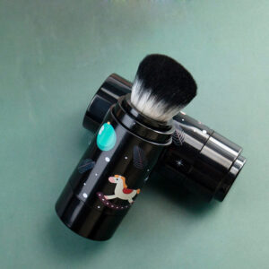 Custom Refillable Sunscreen Powder Brush with Soft Synthetic Bristles | Portable Twist Dispensing Kabuki Makeup Brush for Loose & Setting Powder