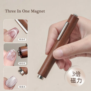 3-in-1 Magnetic Nail Art Tool – Wooden Design for Gel Polish, Creates Flower & Light Effects