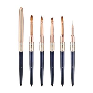 Black & Rose Gold Professional Nail Art Brush Set – 6 pcs Acrylic, Gel, Detail & Liner Brushes | Salon & OEM Wholesale