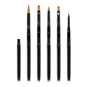 Black Metal Nail Art Brush Set with Cap – 6 pcs Acrylic, Gel & Detail Brushes | Professional & OEM Wholesale