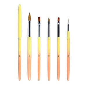 6-Piece Nail Art Brush Set – Acrylic UV Gel Brushes for Salon Nail Design, Detailing, Drawing & Gel Application