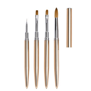 Portable Rose Gold Nail Art Brush Set with Cap – Acrylic & Gel Builder Brushes for Salon & Professional Use