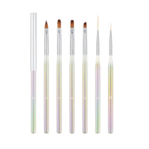 6-Piece Professional Nail Art Brush Set with Pearl Gradient Handles – Gel, Acrylic, Liner & Detail Brushes