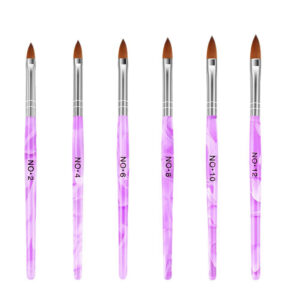 Kolinsky Acrylic Nail Brush Set – Purple Marble Handle Professional Nail Art Brushes