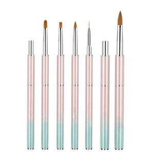 6PCS Nail Art Brush Set with Dual-Ended Pink-Blue Handles