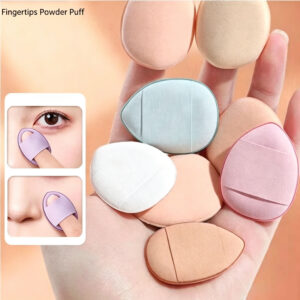 Mini Finger Powder Puff – Latex-Free Teardrop Makeup Puff for Under Eye & Foundation Application