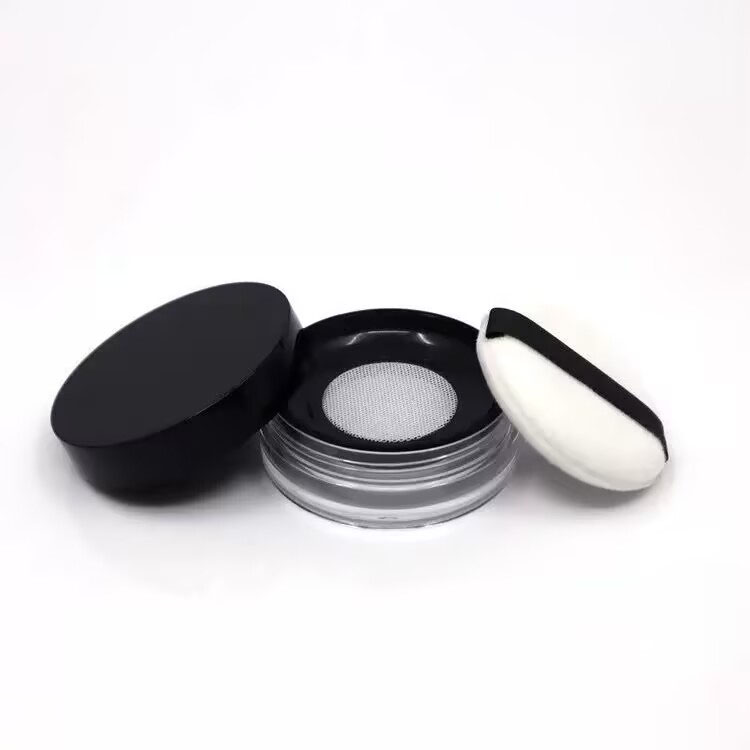 empty mineral powder jar packaging with removable sifter lid